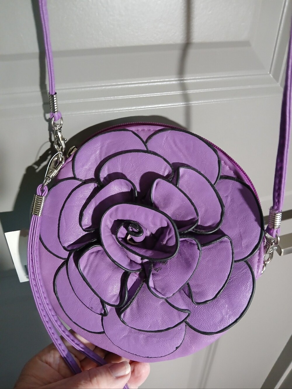 ●FINAL SALE●  Purple Floral Crossbody Bag - Women's Flower Accent Purse NWT - Picture 3 of 10